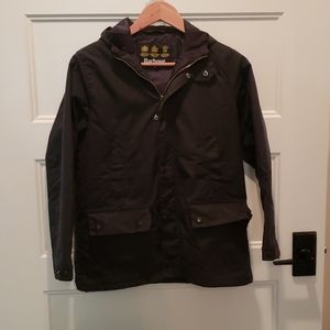 Barbour boys waxed coat XL (14) black
